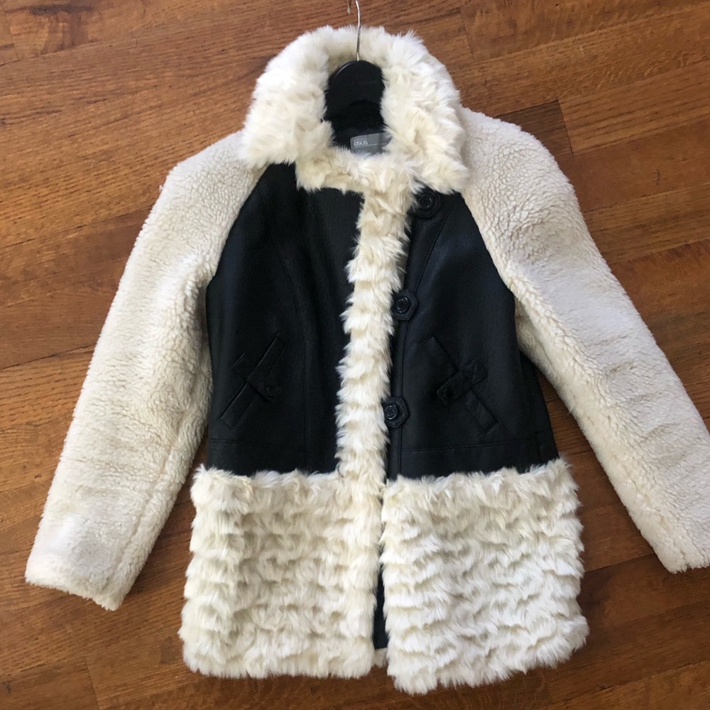 ASOS faux leather and faux fur coat